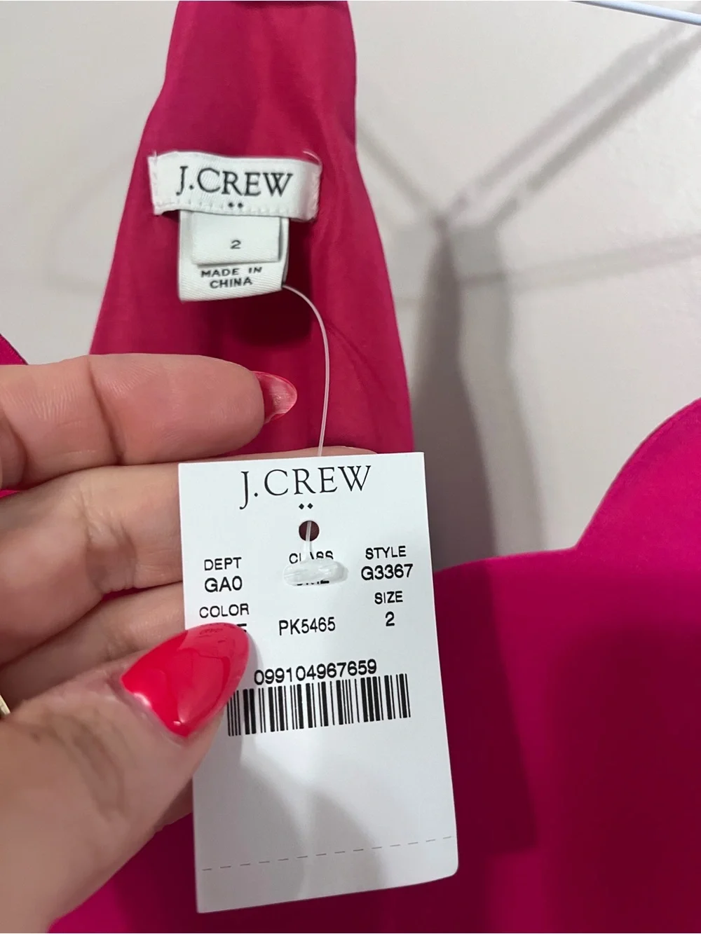 J. Crew Hot Pink Scalloped V-Neck Spaghetti Strap Tank
